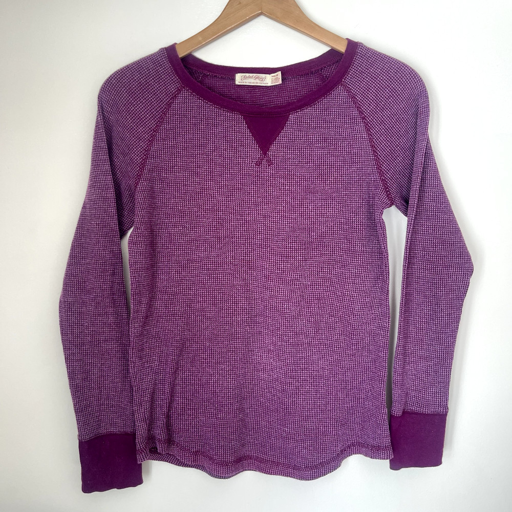 Faded Glory Purple Thermal Waffle Knit Shirt Size Medium