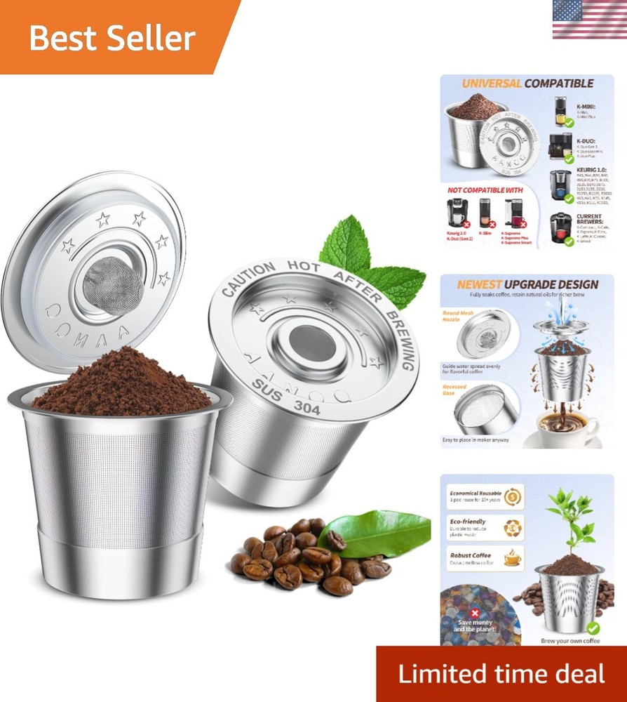 2 Pack K Cup Reusable Coffee Pods for Keurig: Stainless Steel Refillable K Cup