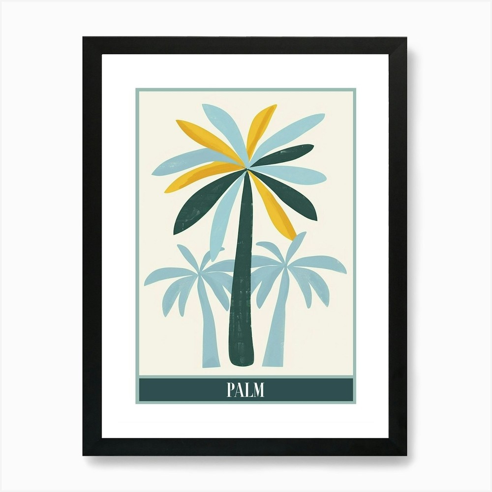 Palm Tree Flat Illustration Framed Wall Art Canvas Print Poster  