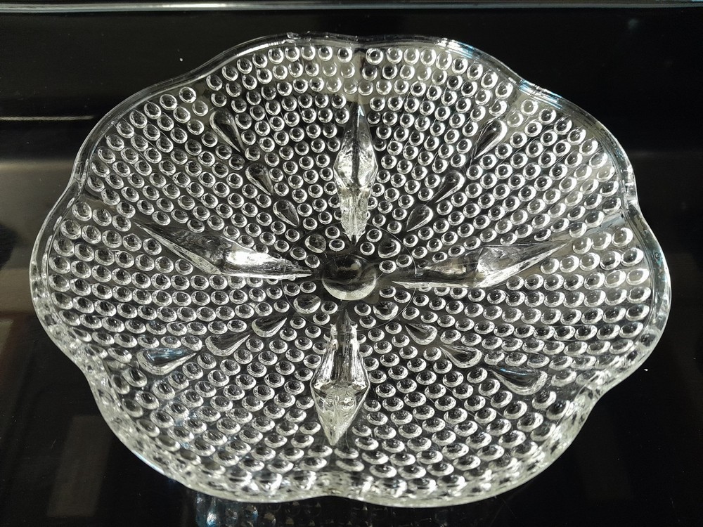 Vintage Hazel-Atlas Clear Teardrop Hobnail Bubble Footed Candy/Trinket Dish 6
