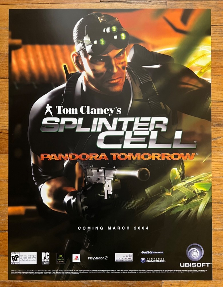 🔥 Splinter Cell Nintendo XBOX PlayStation Vintage Video Game PROMO Poster 🔥