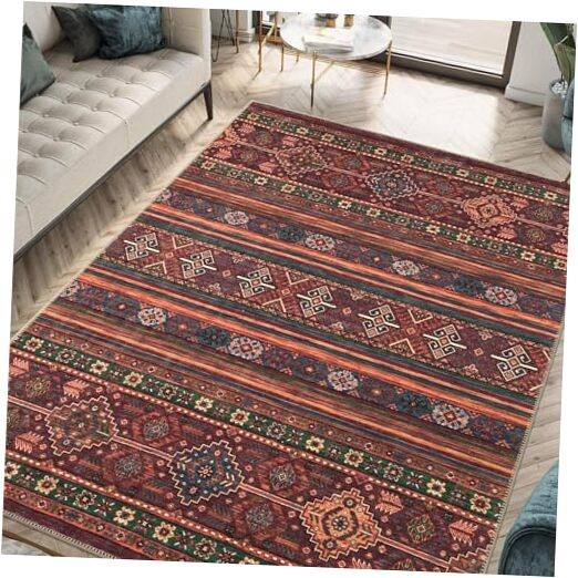 4x6 Rug - Machine Washable Area Rug with Non-Slip Backing, Ideal for Living