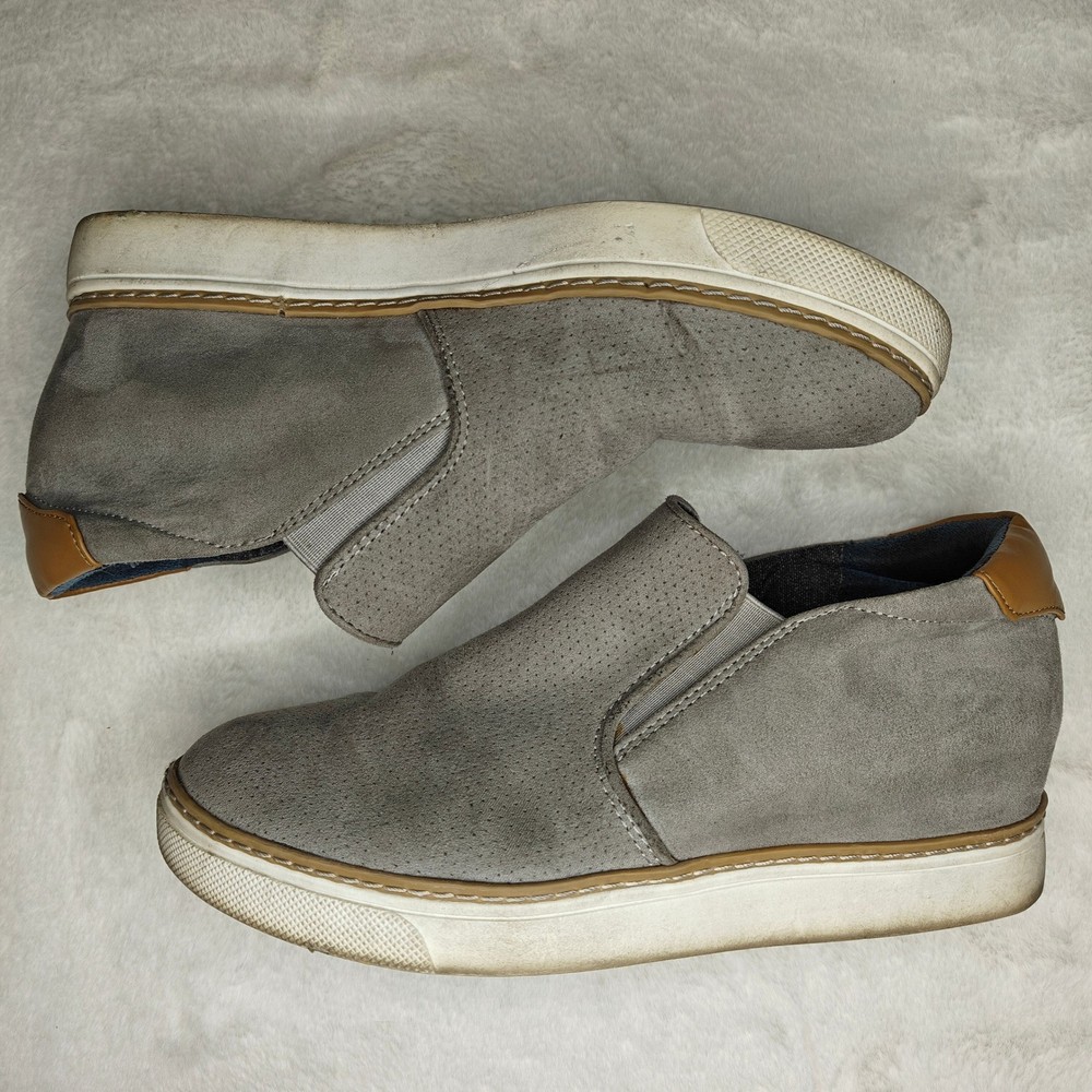 Dr Scholls Womens Sneakers Shoes If Only Wedge Slip On Faux Suede Gray size 6.5