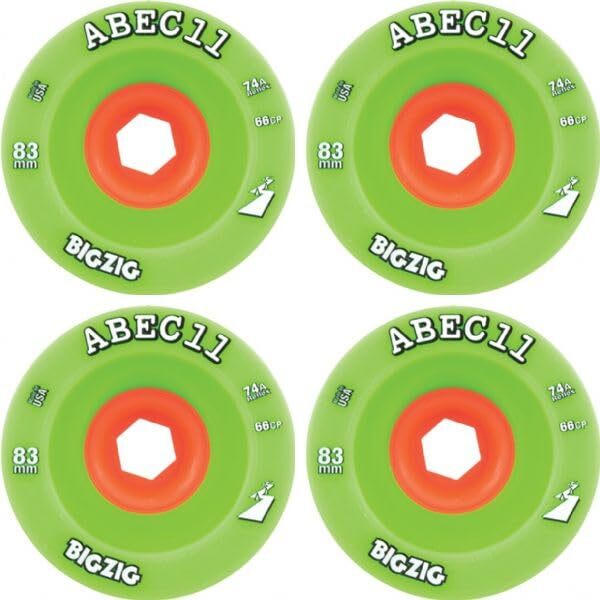 ABEC 11 BigZig HD Lime/Orange Skateboard Wheels - 83mm 74a (Set of 4)