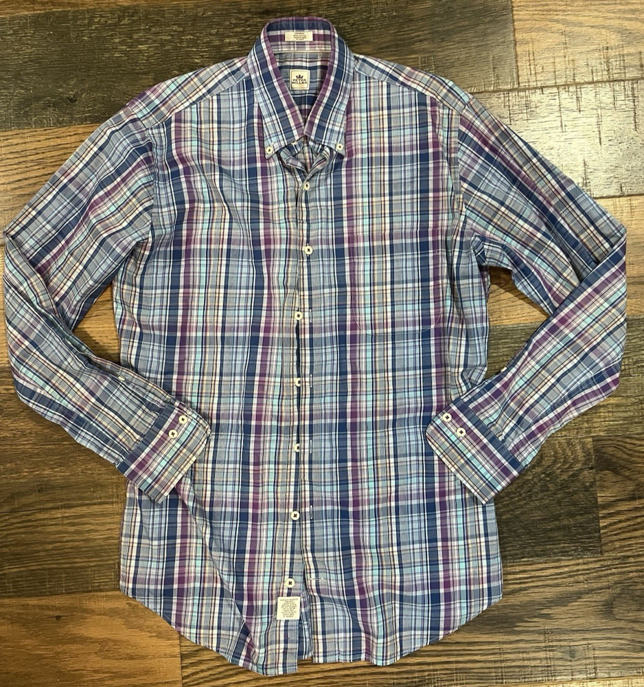 Peter Millar Mens Long Sleeve Button Up Shirt Sz.M/Blue-Purple Plaid/Casual