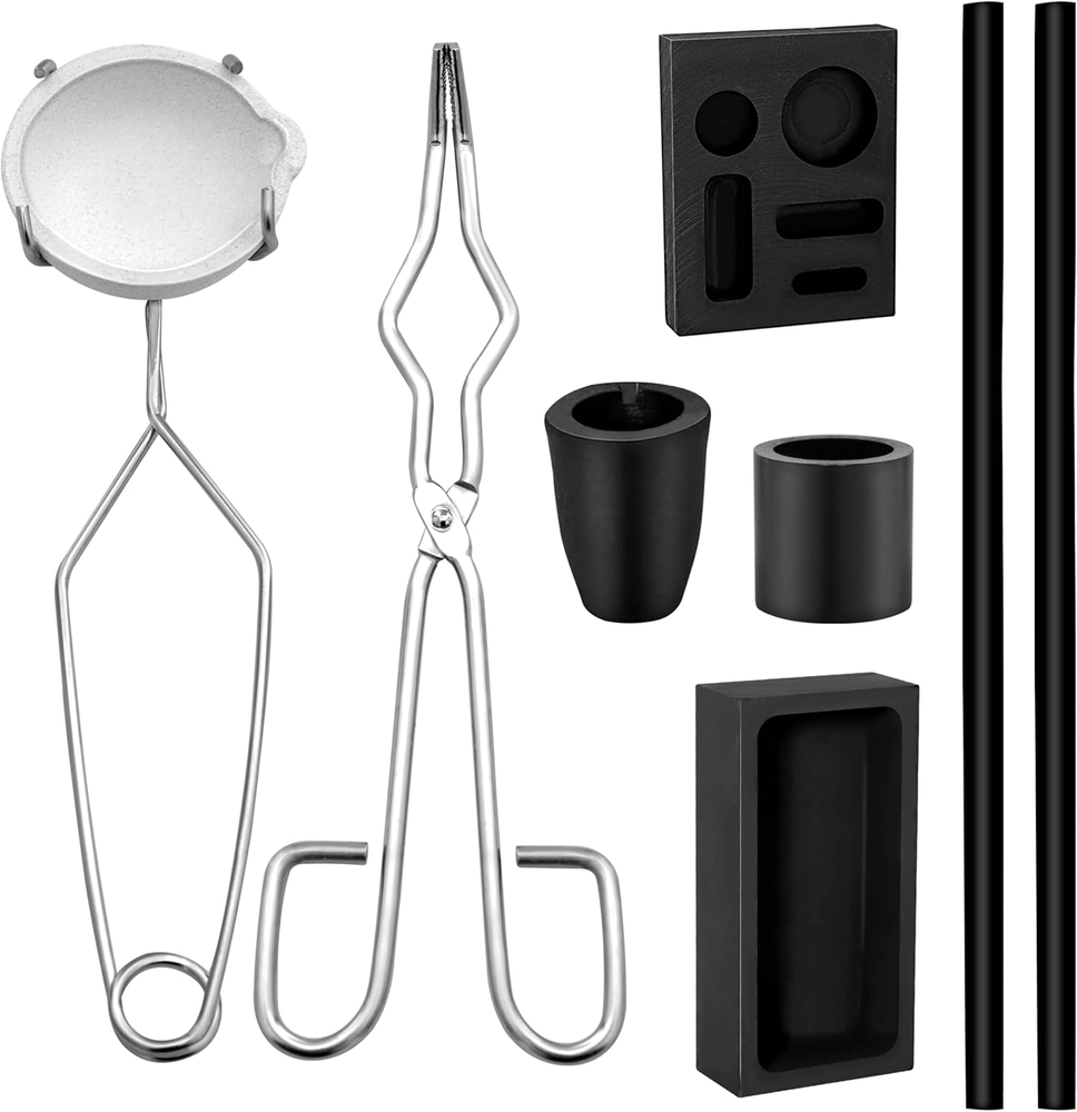 8 Pcs Crucible Kit Graphite Torch Melting Casting Kit- Gold Melting Kit- Metal