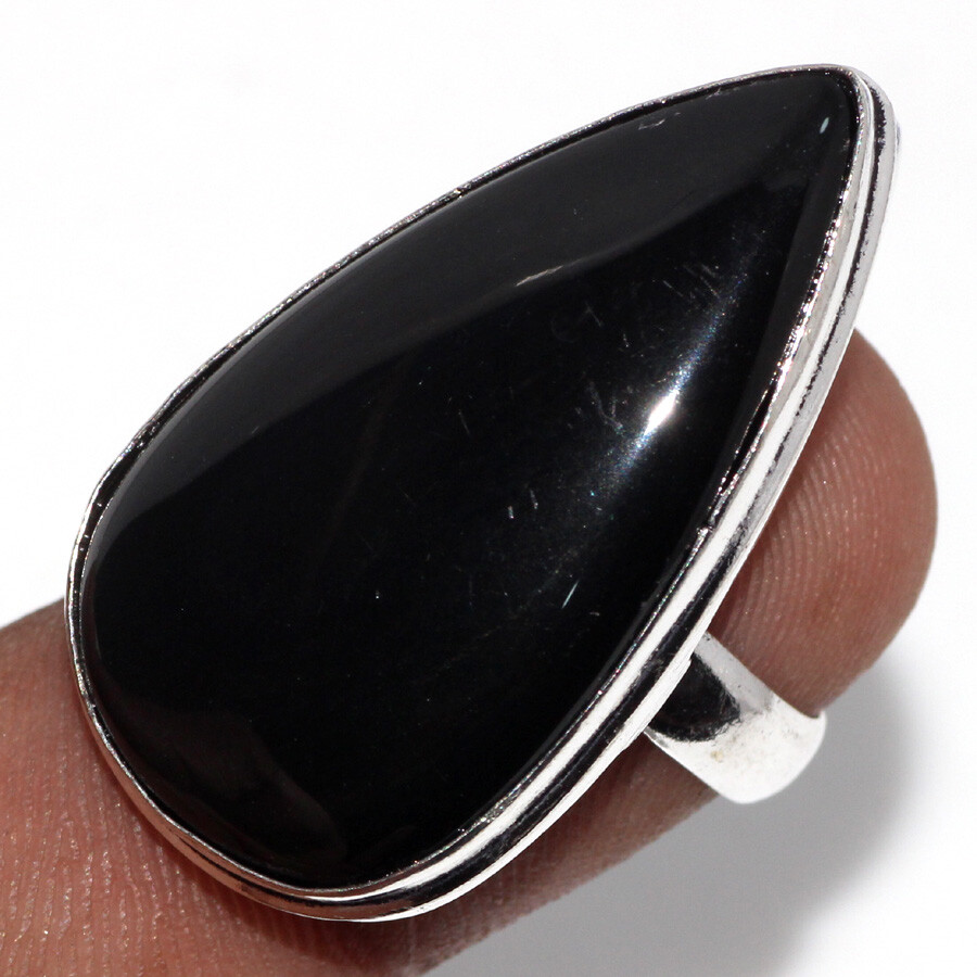 Black Onyx 925 Silver Plated Handmade Ring Size 7 Unique Gemstone Jewelry Gift  