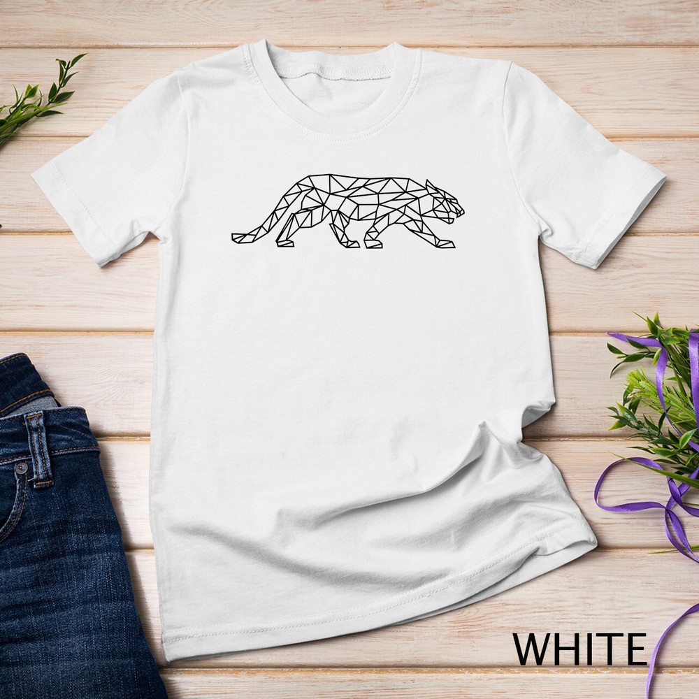Panther Geometric Abstract Art Wildlife Graphic Animal Lover Unisex T-shirt-image