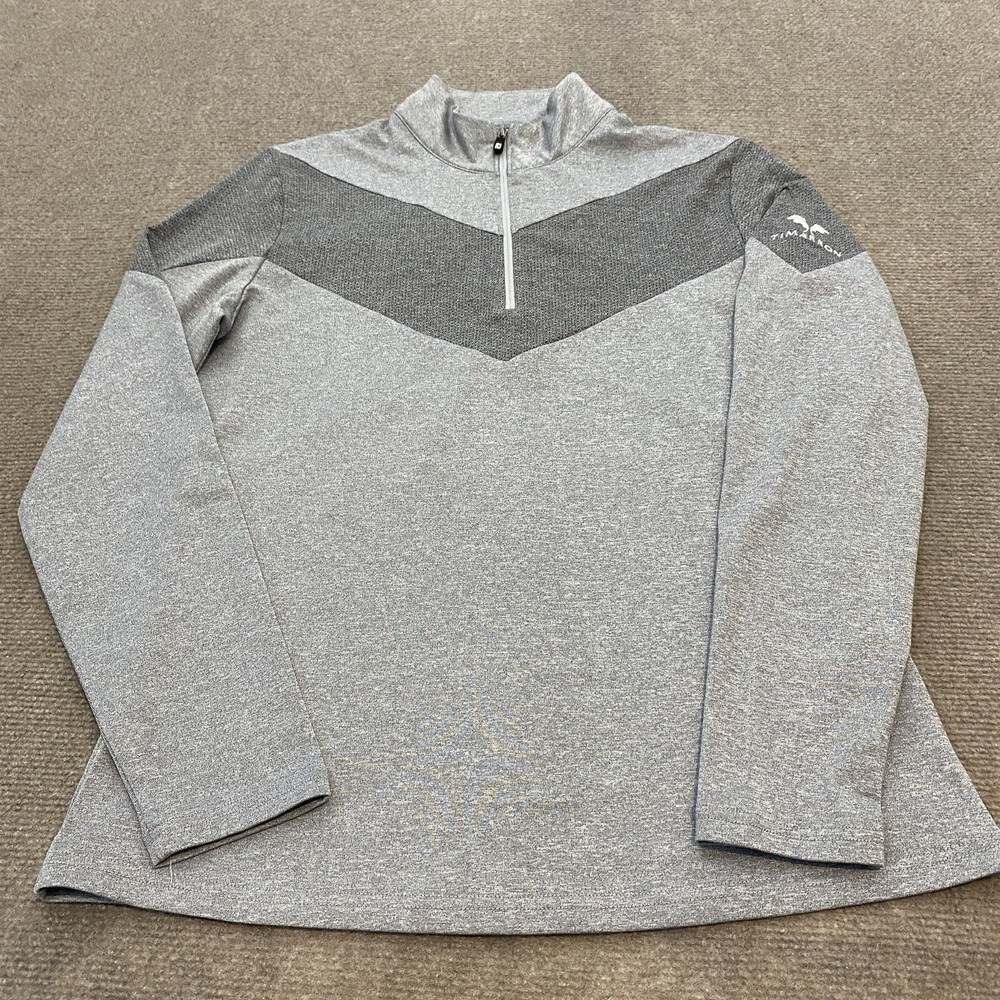 Footjoy Sweater Womens Small Gray 1/4 Zip Pullover Stretch Timarron Golf Logo