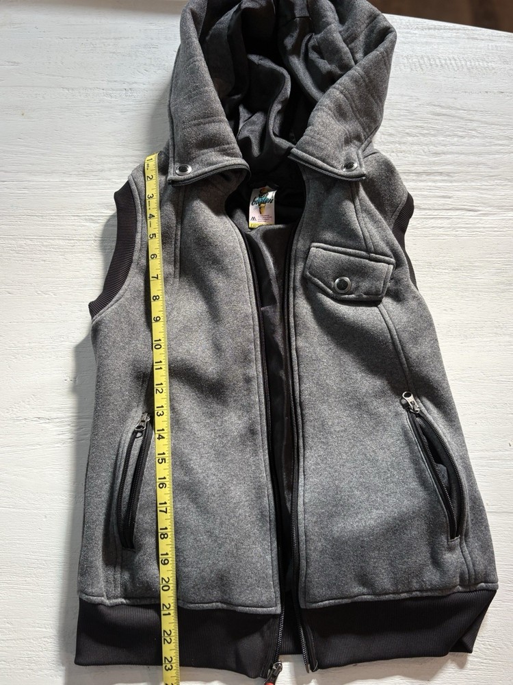 BURTON Dryride VEST Womens M Snowboard Ski Insulated Hooded Gray Full Zip EUC