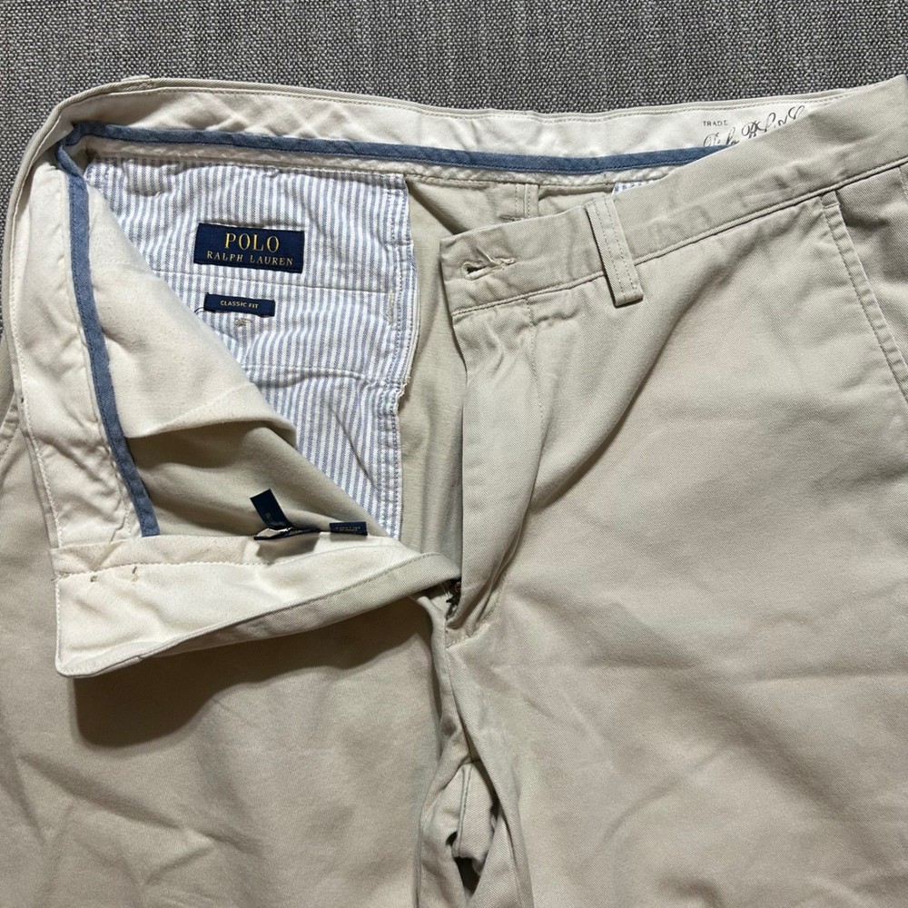 Polo Ralph Lauren Classic Fit Chino Pants Tan Khaki Mens 32x32 Cotton Trousers