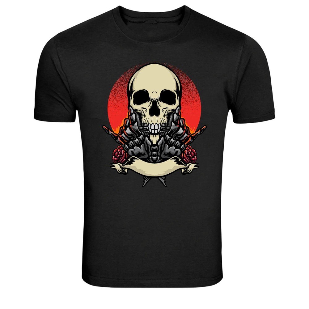 Skull With Skateboard Smile Cap Graphic T-Shirt
