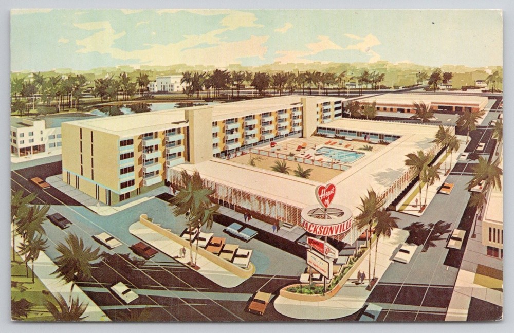 Heart of Jacksonville Motor Hotel Postcard FL Vintage 1960s Dexter Press
