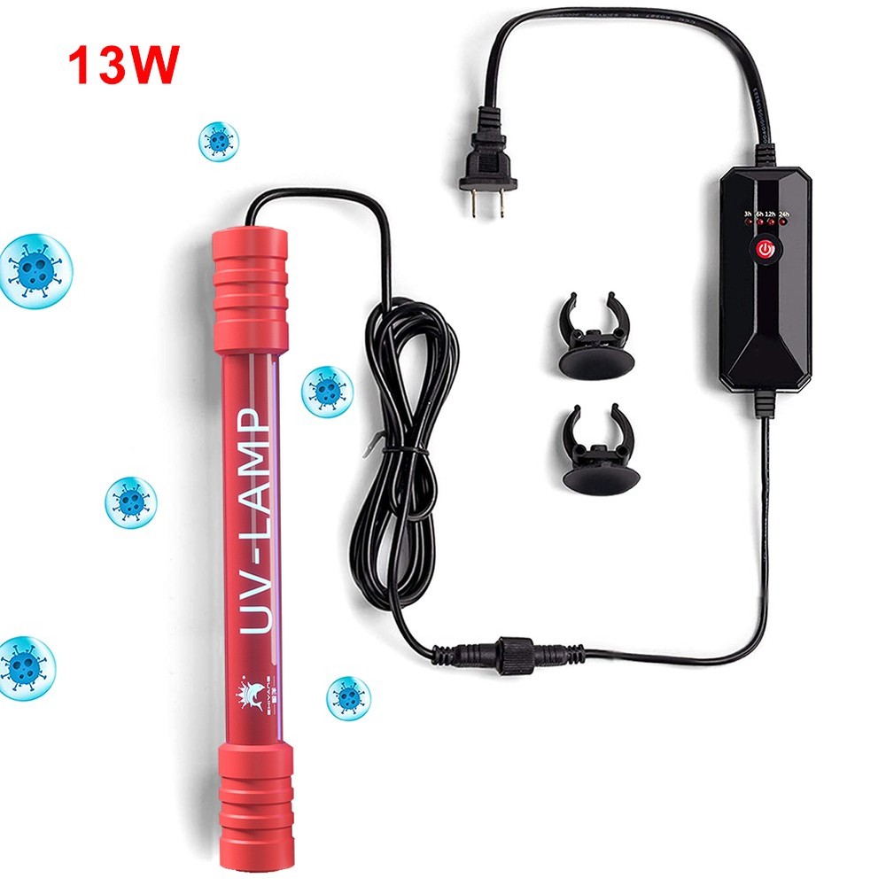 Fish Tank Germicidal UV Light Pond Aquarium Submersible Clean Lamp With Timing