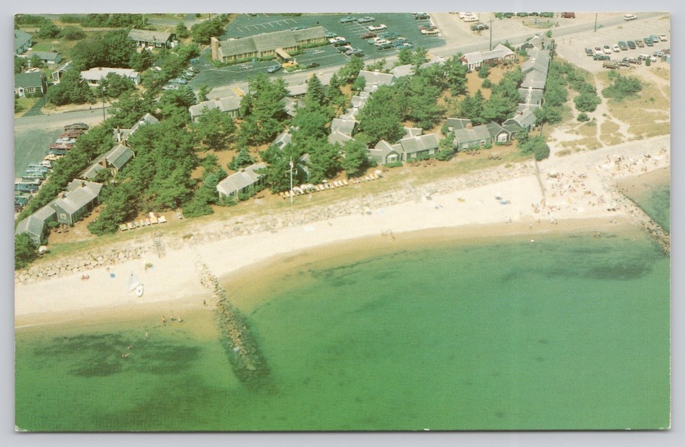 Yarmouth Seaside Village Bass River Cape Cod MA Aerial Beach Chrome Postcard