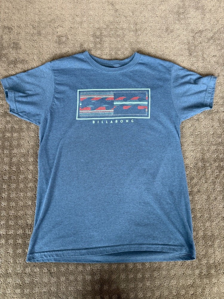 Billabong Blue Graphic Logo Cotton Men's Crew Neck Short Sleeve T-Shirt Size M