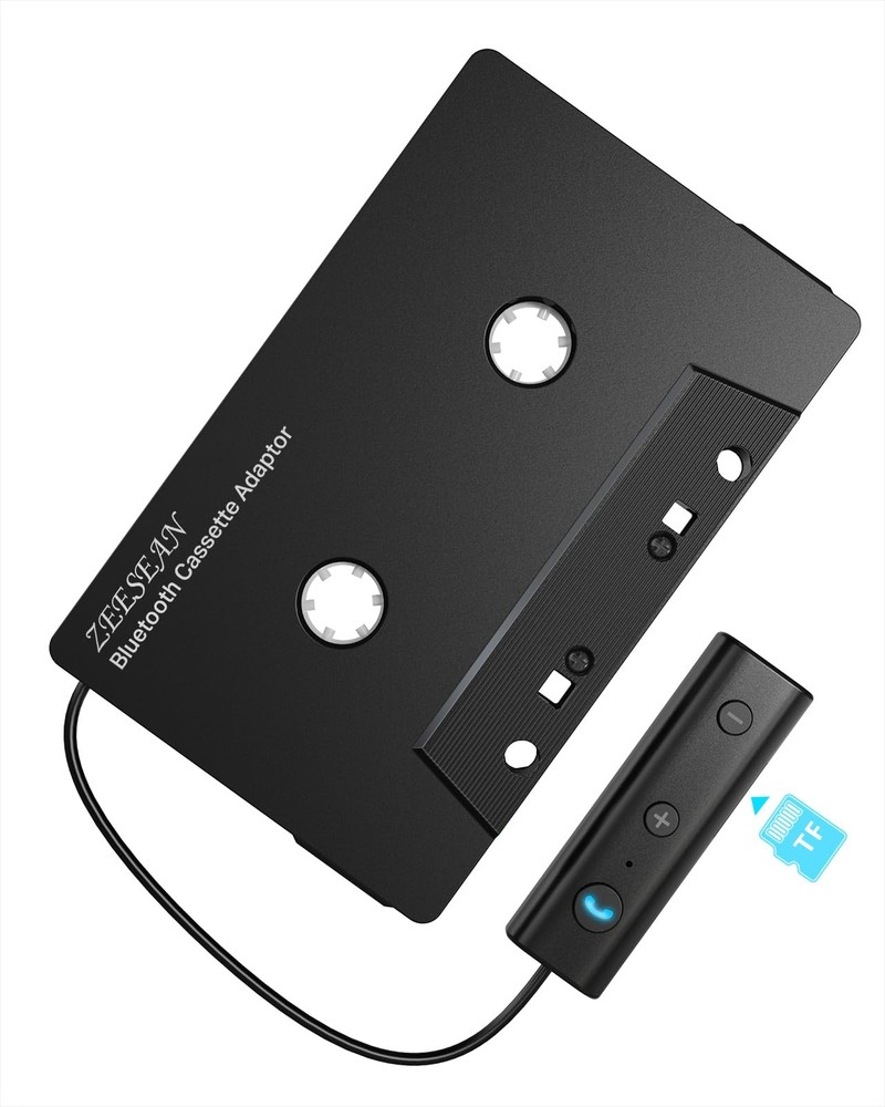 Car Bluetooth 5.1 Cassette Adapter Support TF Card, Wireless Cassette Aux, Ca...