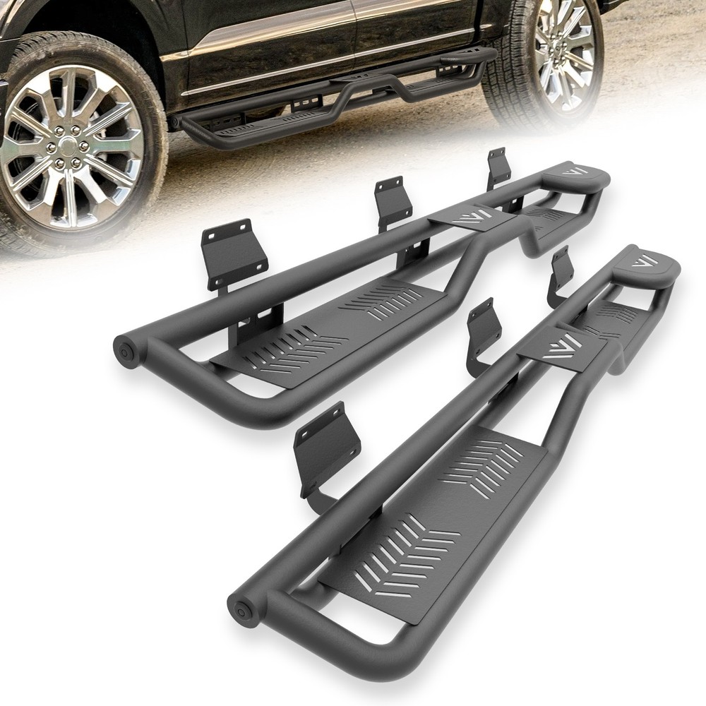 Two Raised Step Running Boards For 17-2026 Ford F250 F350 Super Duty Crew Cab