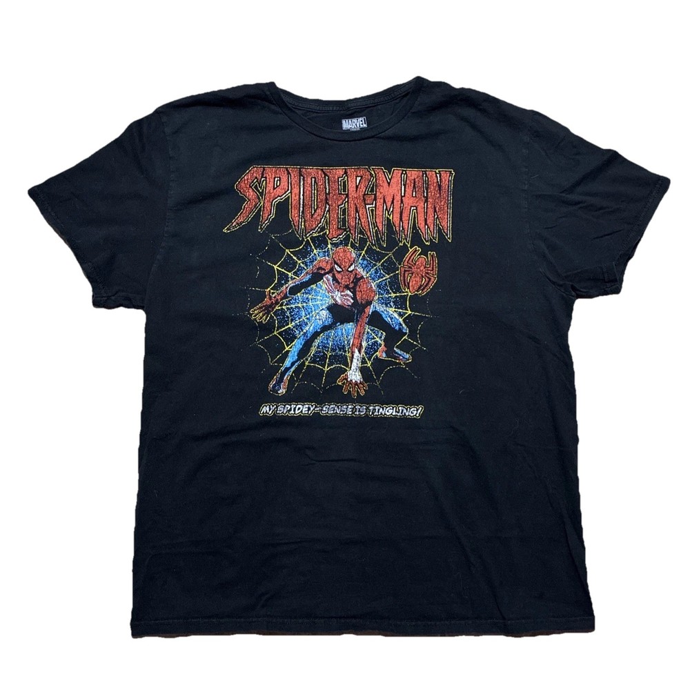 Spiderman My Spidey Sense Is Tingling Web Walk Retro Marvel T-Shirt Men's XL
