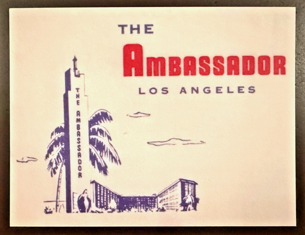 Ambassador Hotel- Wilshire Blvd - Los Angeles, Ca. postcard- See Desc