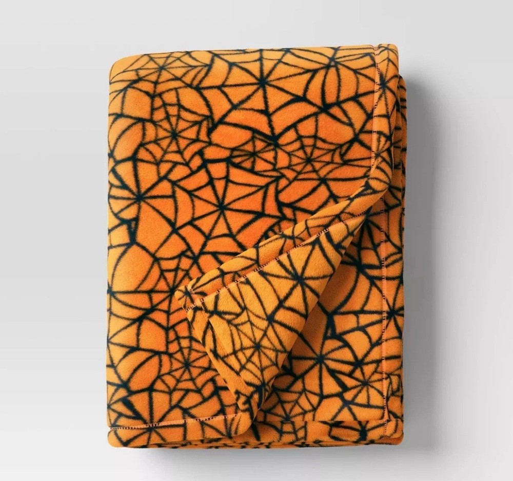 Target Hyde & EEK! Halloween Green Spider Web Print Plush Throw Blanket 60x60