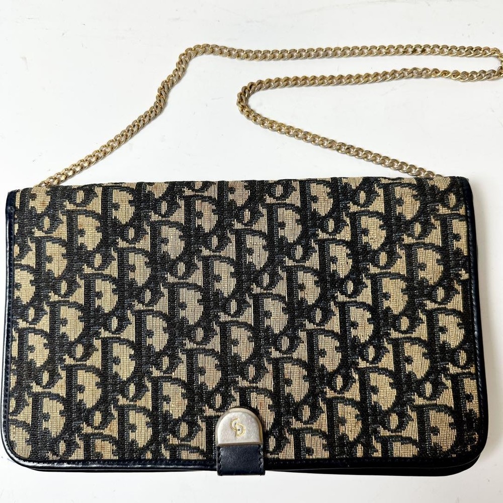 Dior Trotter Canvas Charm Shoulder Bag Authentic Japan