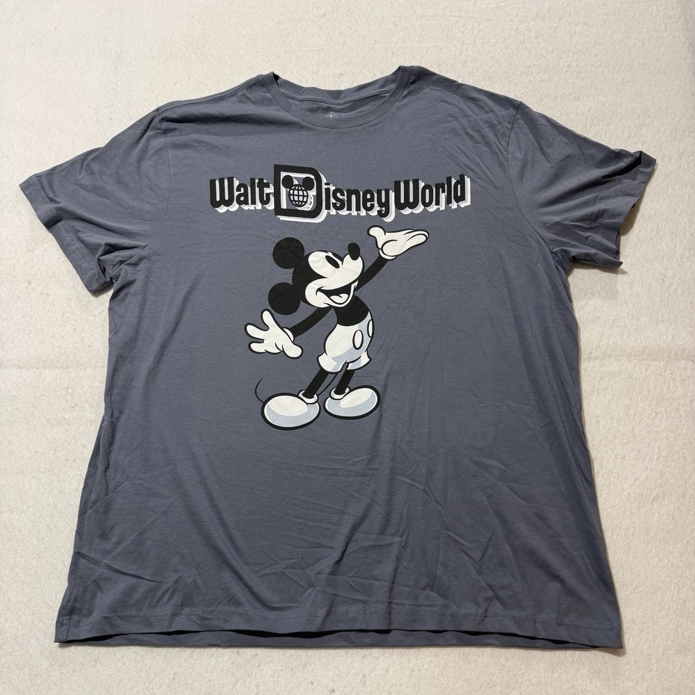 Walt Disney World MICKEY MOUSE Distressed Graphic T-Shirt Gray Men’s Size XL