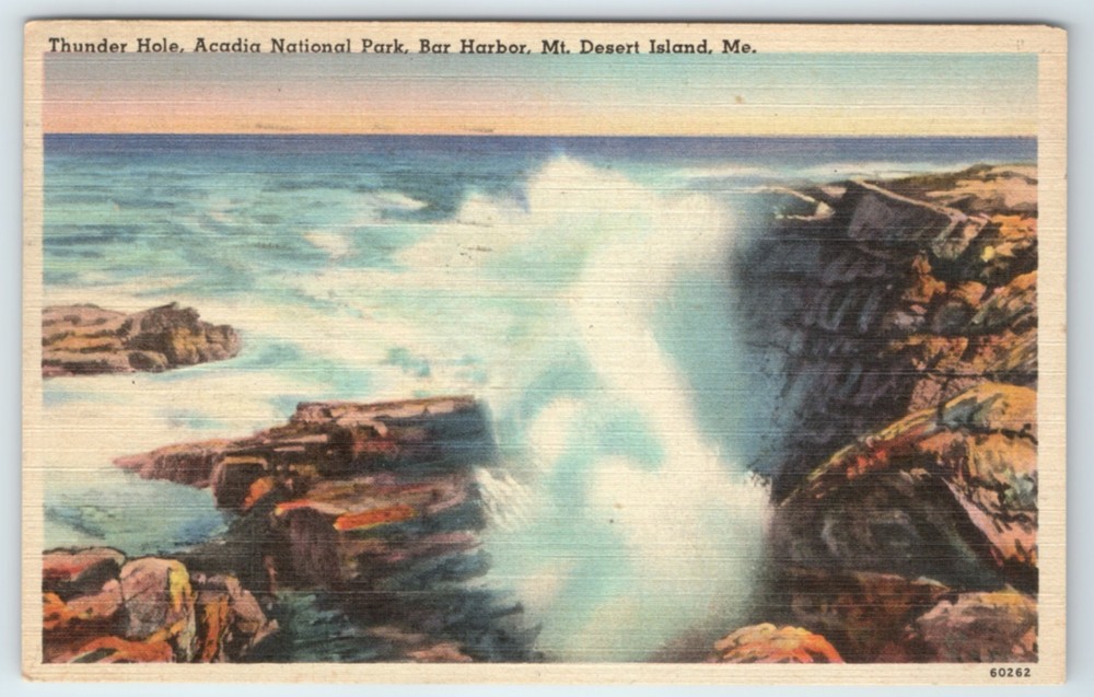 Vintage Postcard Thunder Hole Acadia National Park Bar Harbor Maine ME-image