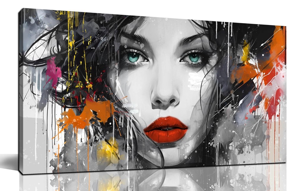 CANEITO Woman Wall Art for Living Room, Black and White Canvas Wall Decor for...