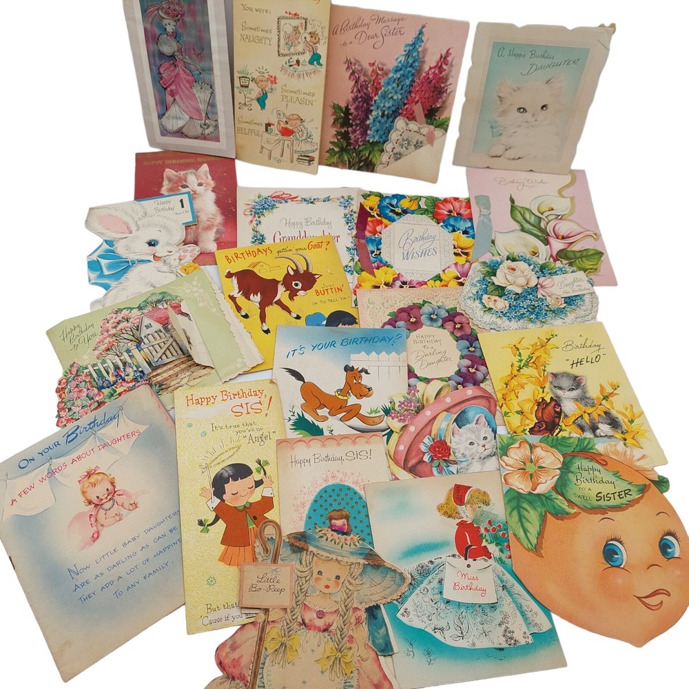 Vintage Birthday Cards Lot Of 20 READ Junk Journal