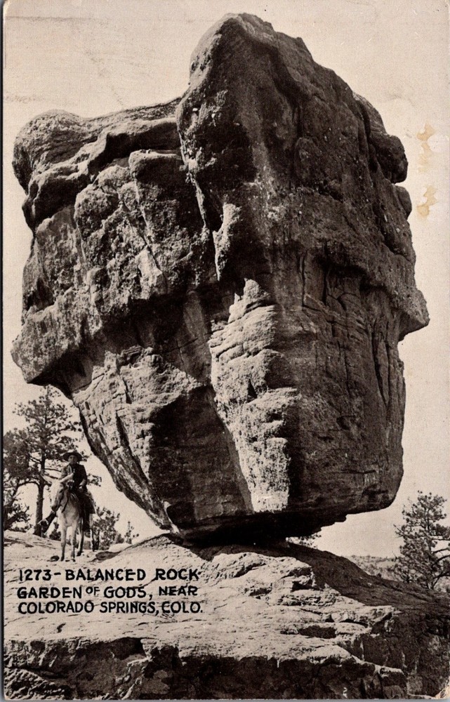 Balanced Rock Garden of the Gods Colorado Springs CO Postcard 1900s RPPC