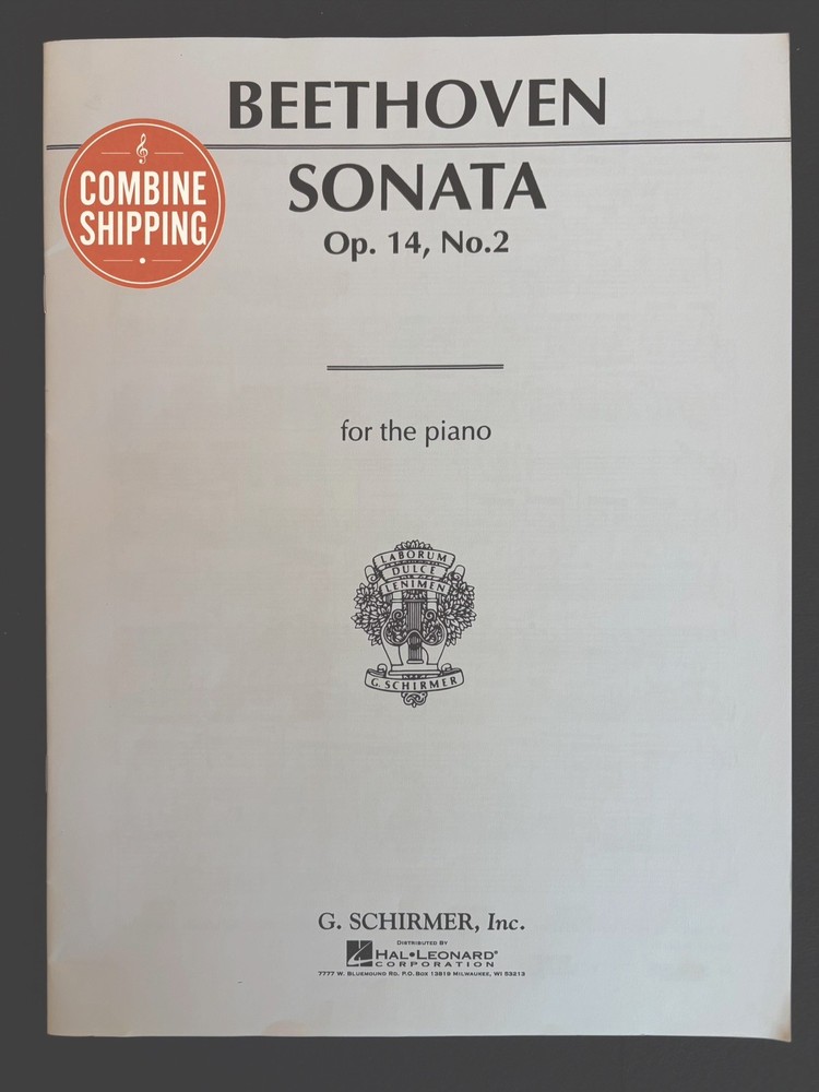 Beethoven Sonata Op 14 No 2 in G Major Piano Sheet Music Schirmer Edition