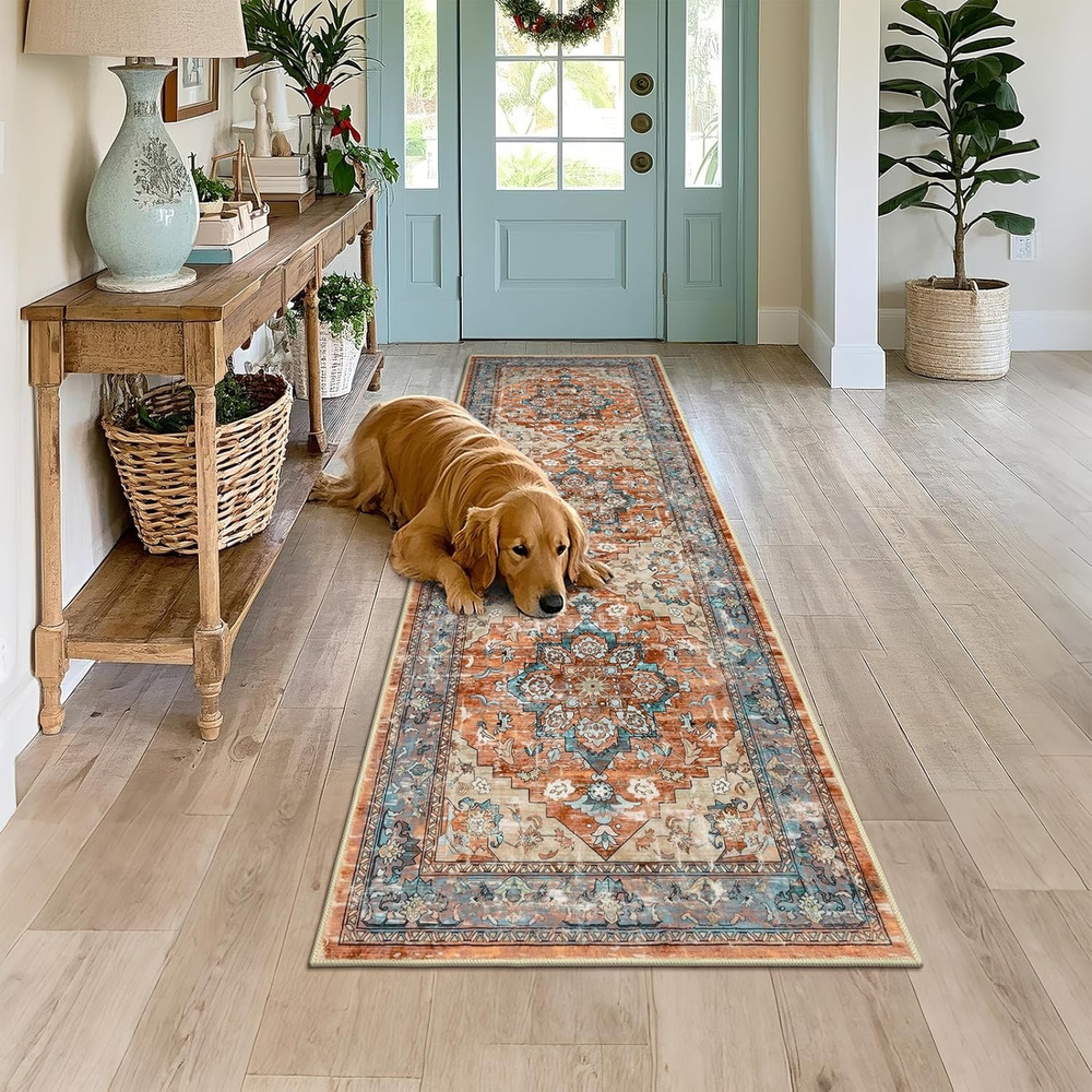 Bsmathom Runner Rug for Hallways Non Slip Washable Boho 2X6 Hallway Low Pile