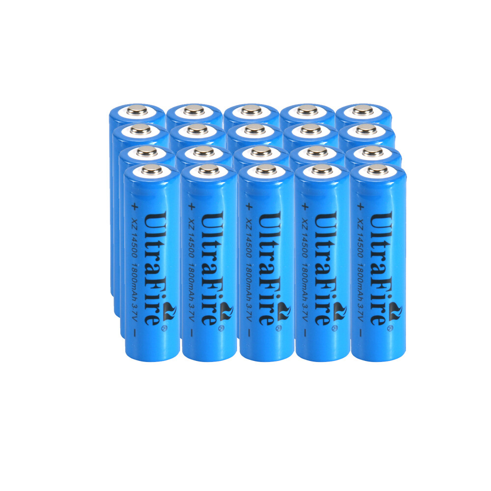 20pcs 14500 Battery 3.7V UltraFire 1800mAH Rechargeable Batteries Cell