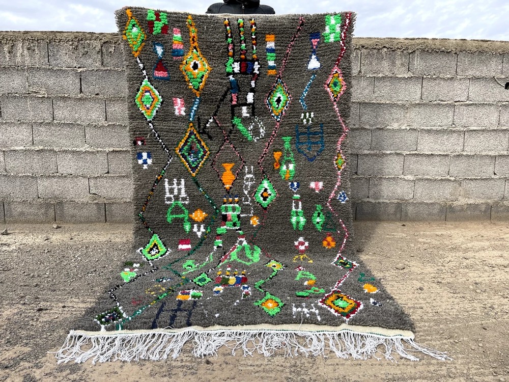 New Custom Moroccan Berber Wool Rug Color Multicolor Handmade Design Carpet Rug