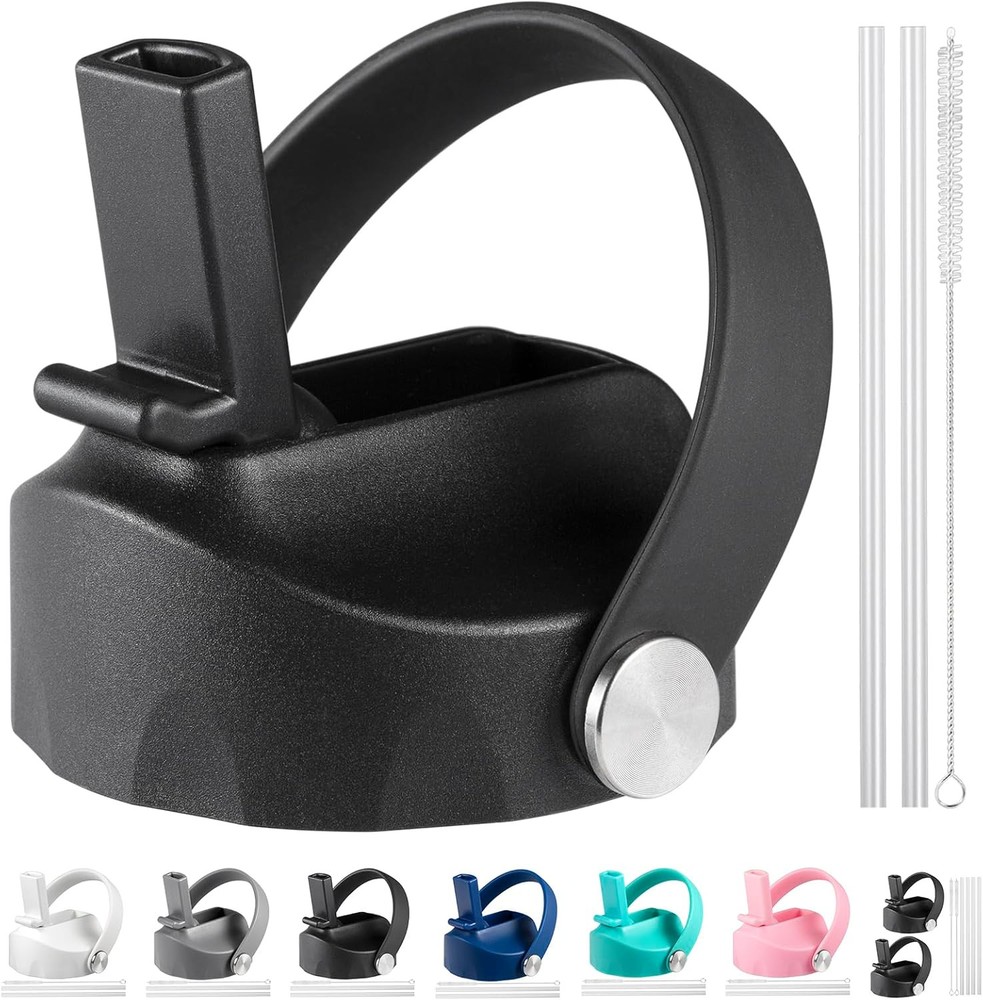 Straw lid for Hydroflask Wide Mouth, Lid Flexible Handle Fits black