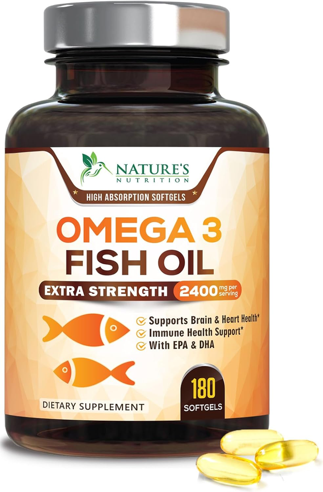 Triple Strength Omega 3 Fish Oil 2400 Mg Softgels, Nature'S Fish Oil Supplements