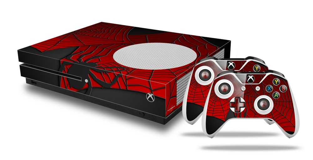 Skin XBOX One S Console Controller Spider Web