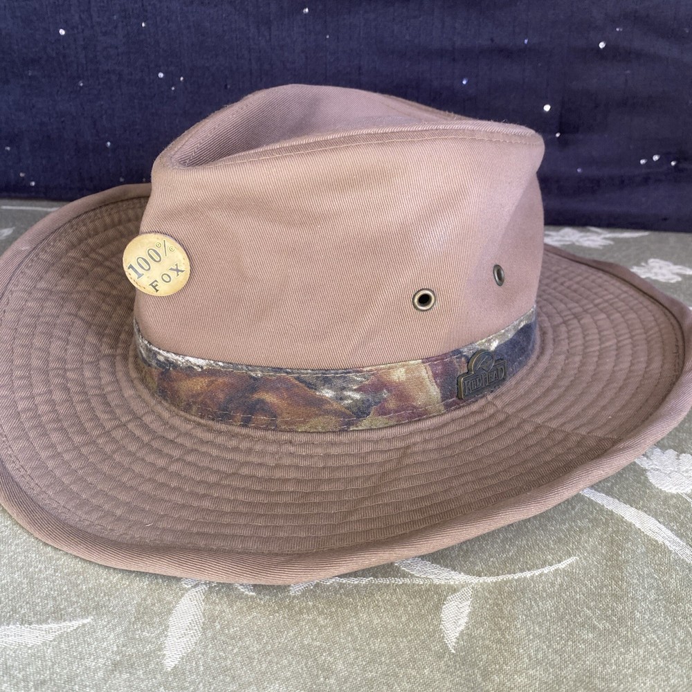Vintage RedHead Camo Fedora Safari Hat Adjustable Brim Medium