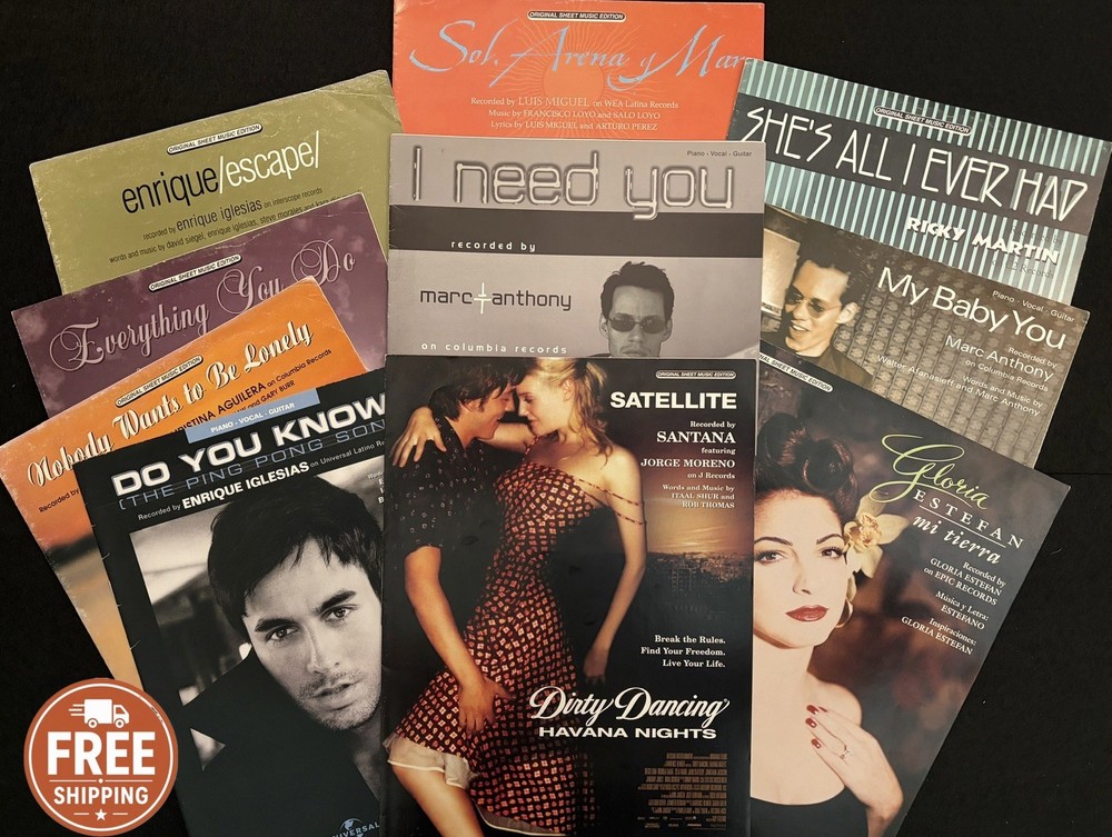 Enrique Iglesias Ricky Martin Marc Anthony Santana PVG Sheet Music Lot of 10
