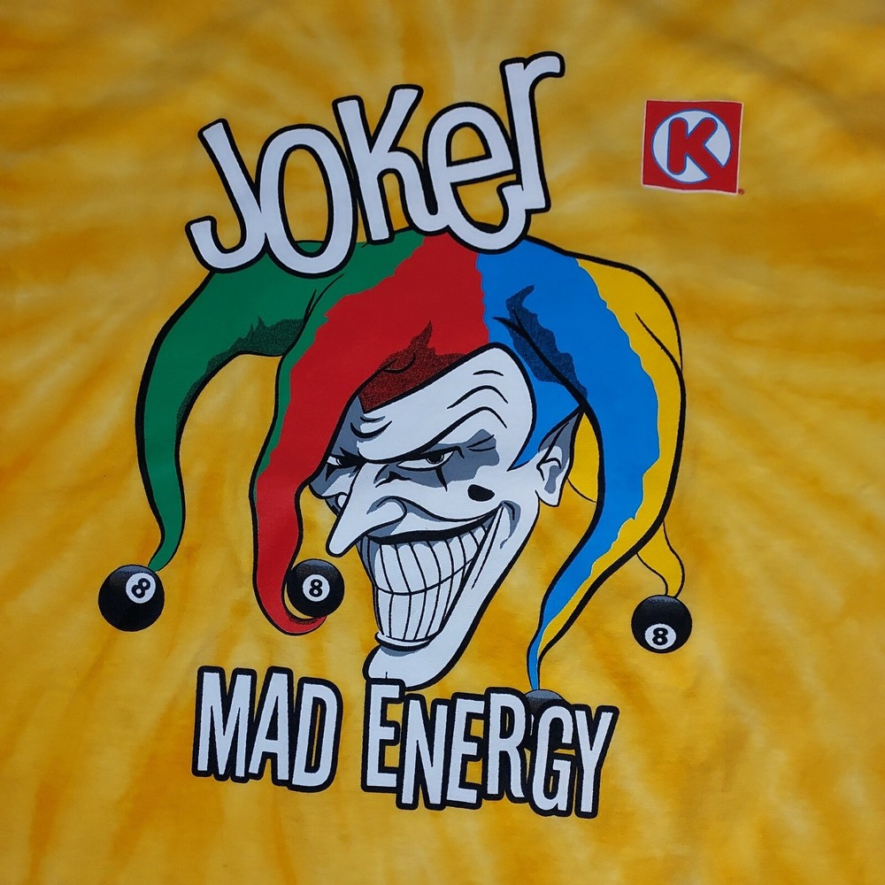 Joker Mad Energy Drink Circle K Promotional T Shirt Tie Dye RARE