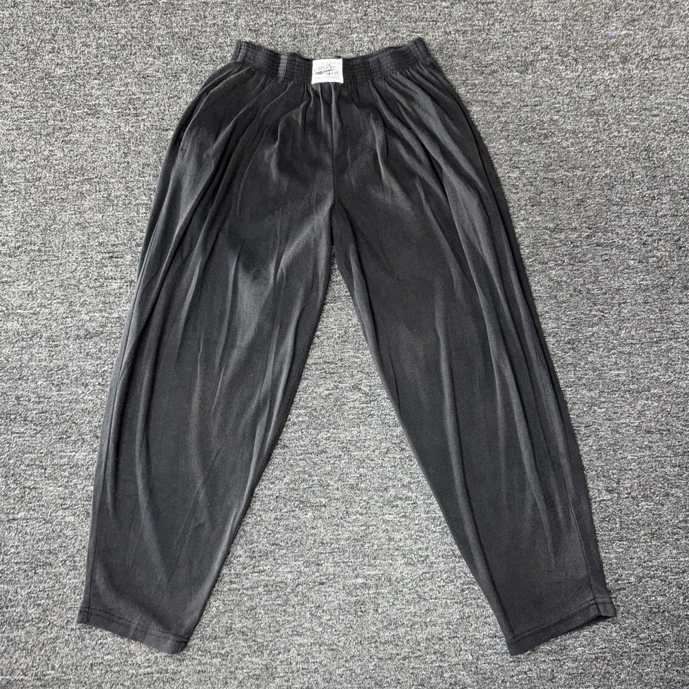 Vintage 90s California Crazee Wear Parachute Baggy Hippie Pants - Sz L Black