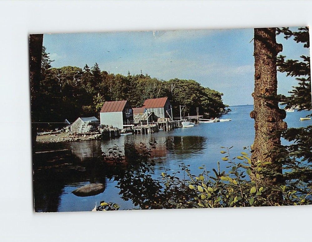 Postcard Fish Houses on Back Cove Maine USA