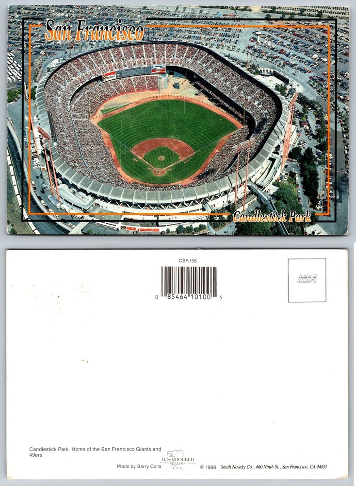 Vintage San Francisco Candlestick Park Aerial Postcard Giants 49ers 1988