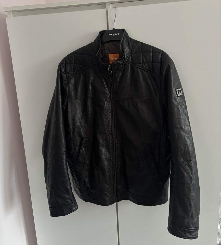 Hugo Boss Orange Calfskin Leather Jacket Black Men’s