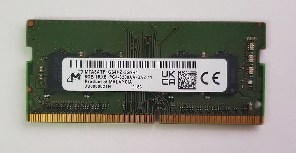 Micron 8GB DDR4 SODIMM 3200MHz MTA8ATF1G64HZ-3G2R1 TESTED