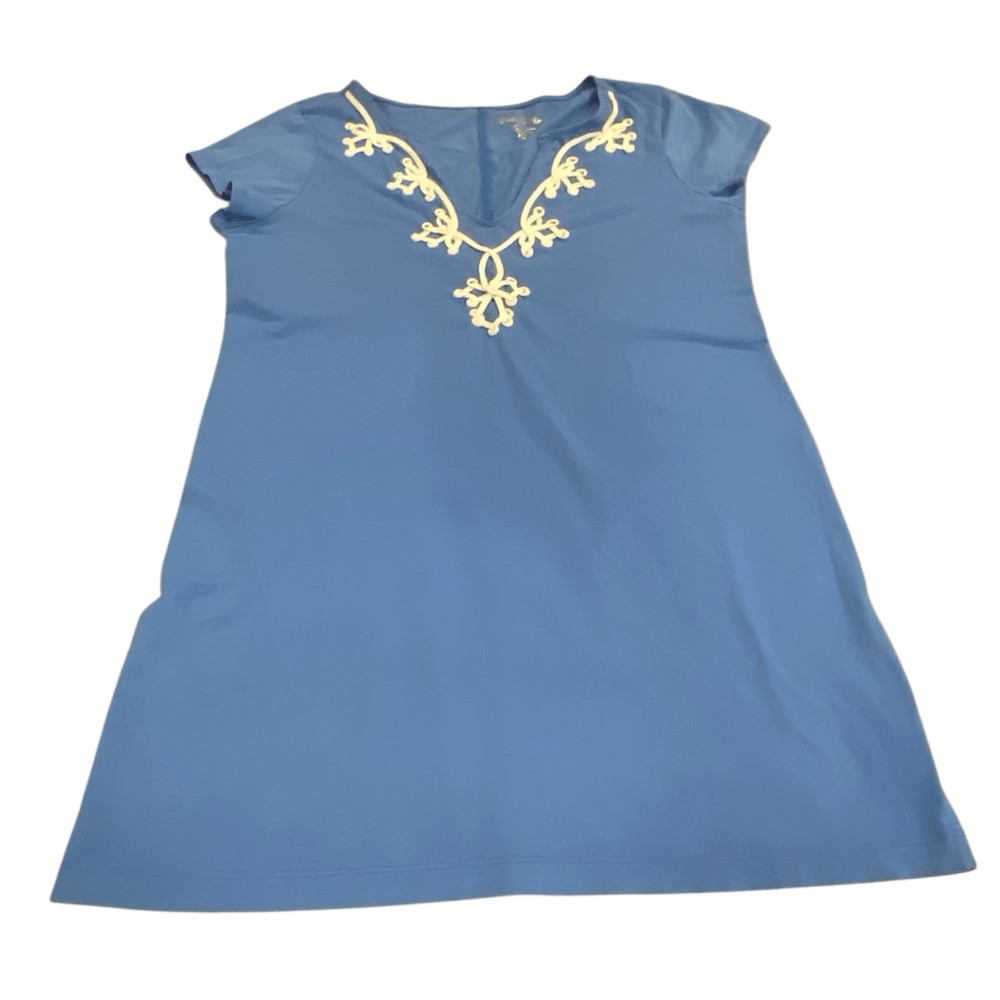 Lilly Pulitzer Brewster Pima Blue Haven Embroidered Dress Size XL