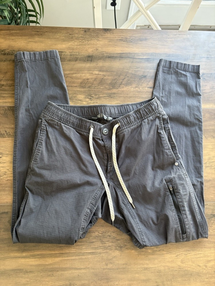 Vuori Mens Charcoal Gray Ripstop Pants Size Small Slim Fit Comfortable Lightweight