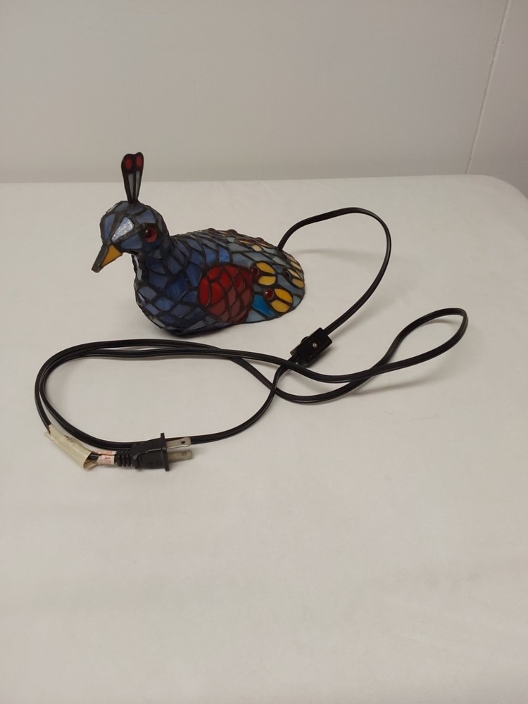 Tiffany Style Stained Glass Peacock Lamp