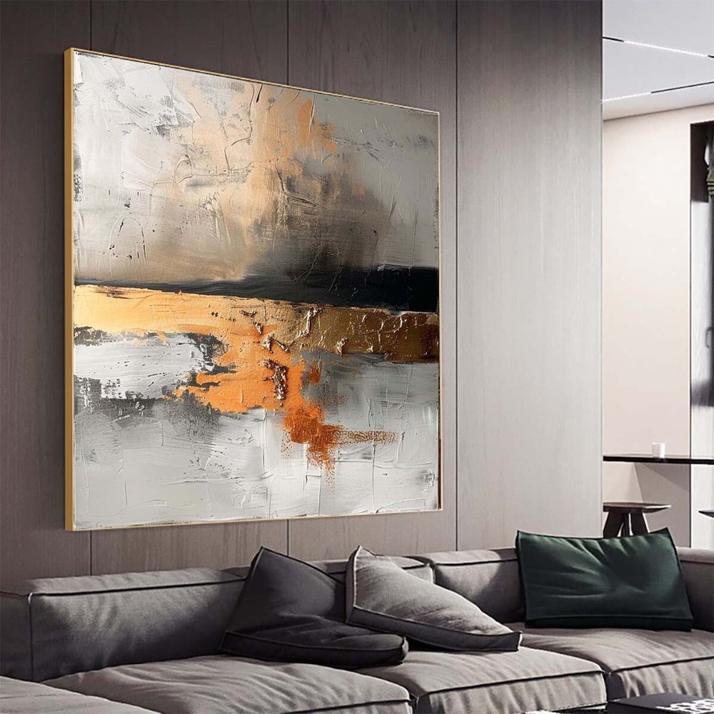 yellow Abstract oil Painting on Canvas Art Hand Painted Thick Texture Home Decor